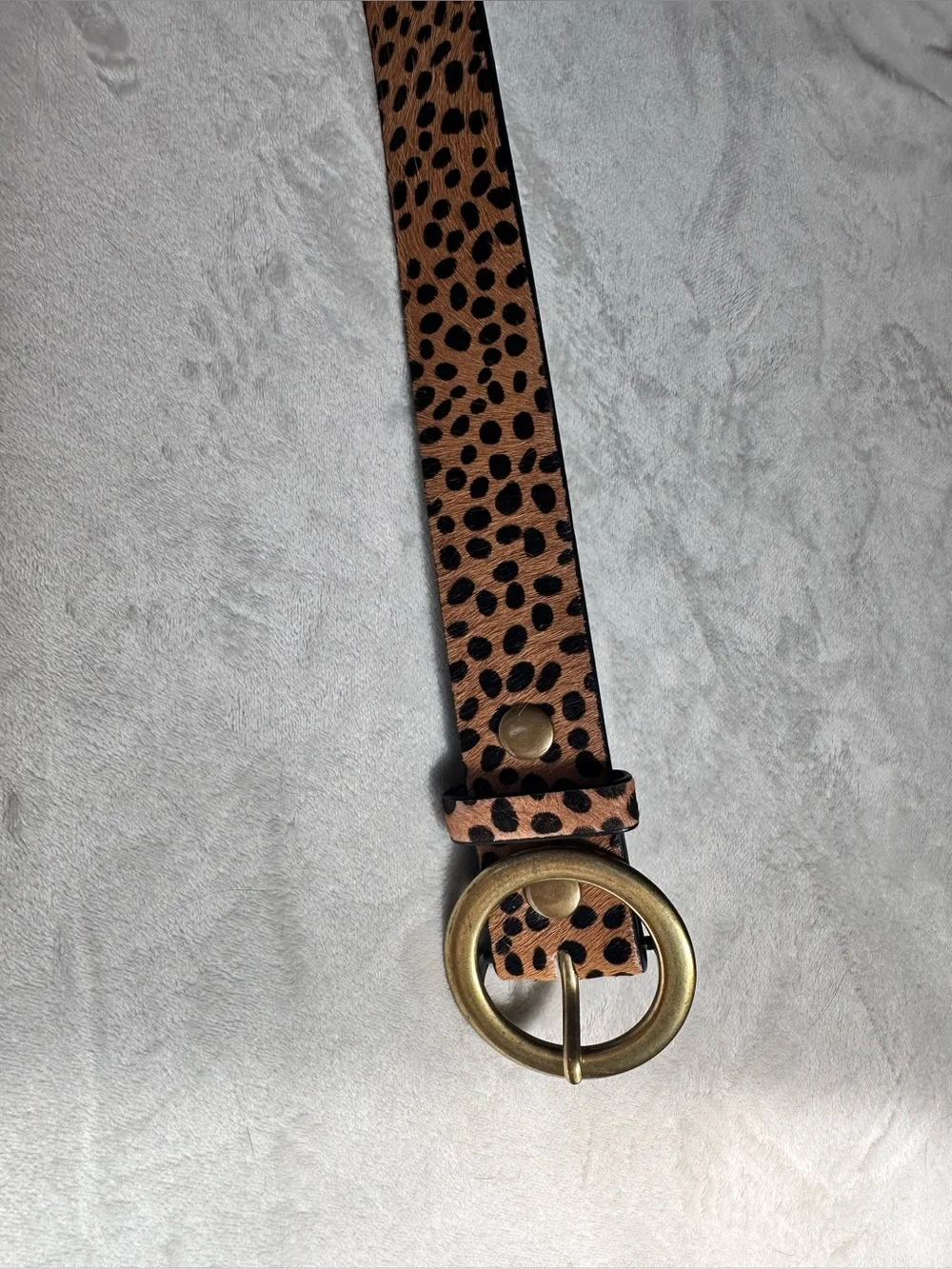 Leopard Print Women's Belt with Brushed Gold Buckle
